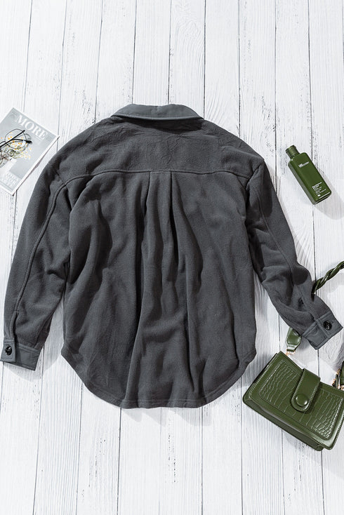 Turn Down Collar Buttoned Shirt Jacket